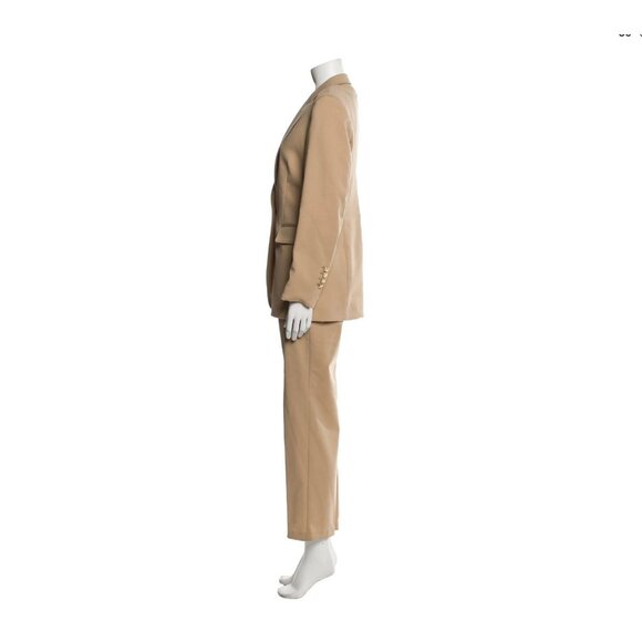 Sandro Two-Piece Pantsuit 38 6 Jacket Blazer Pant Minimalist Beige Tan Neutral - Picture 2 of 4